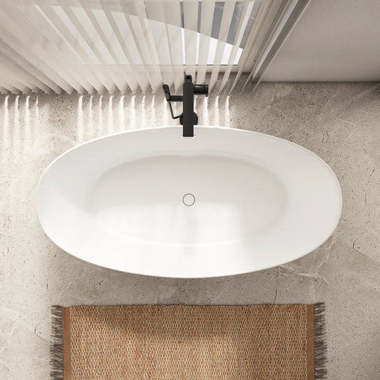 66.9“ Freestanding Solid Surface Soaking Bathtub for Bathroom