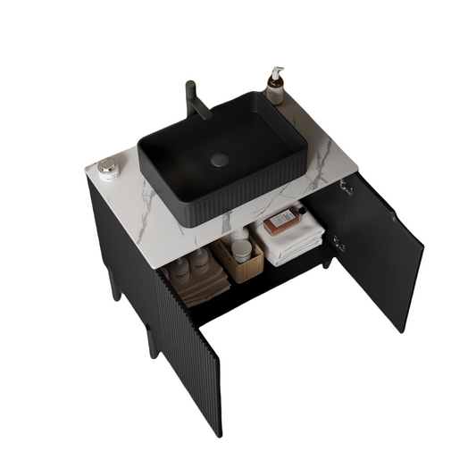 30" Bathroom Vanity with Black Ceramic Basin
