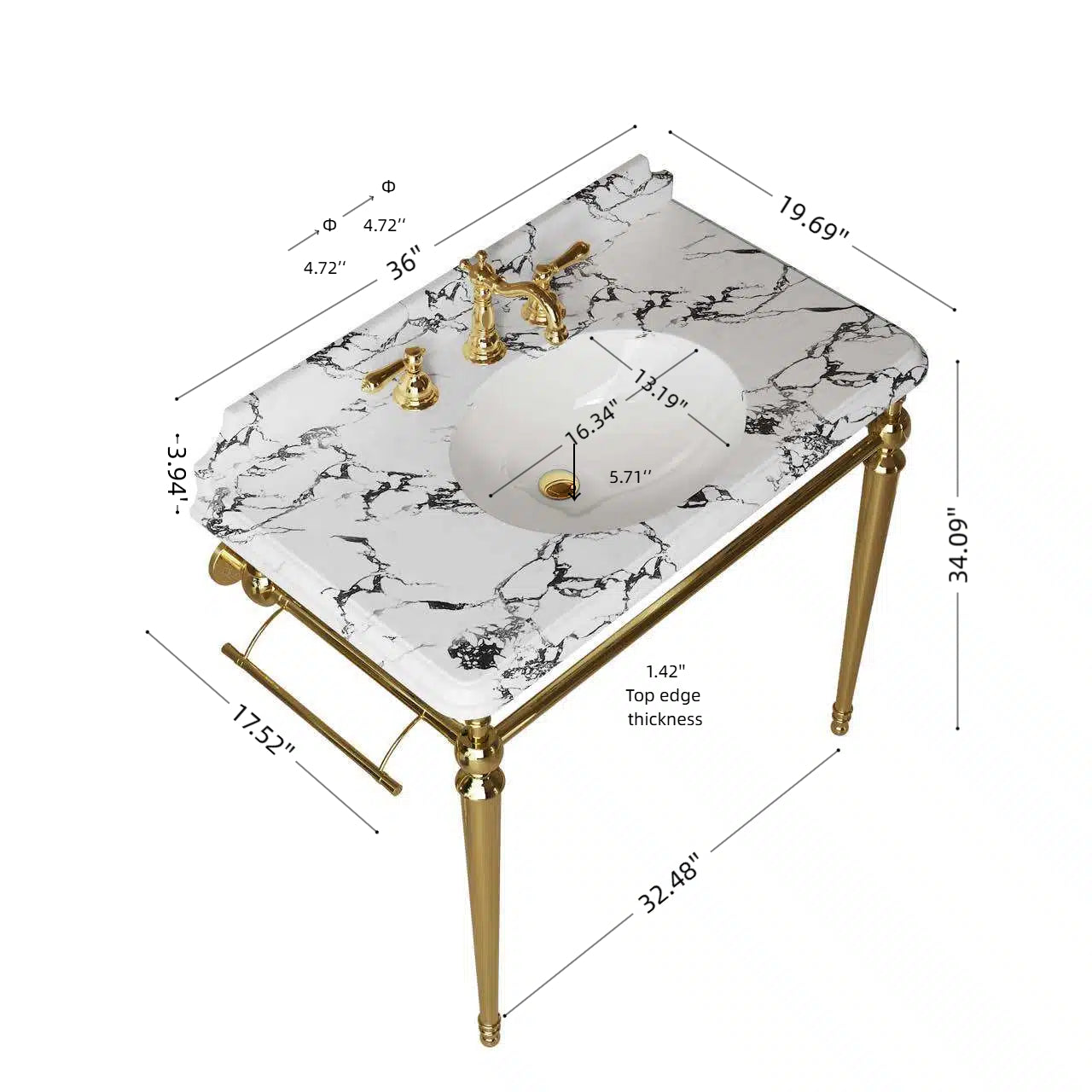 36" Bathroom Console Sink