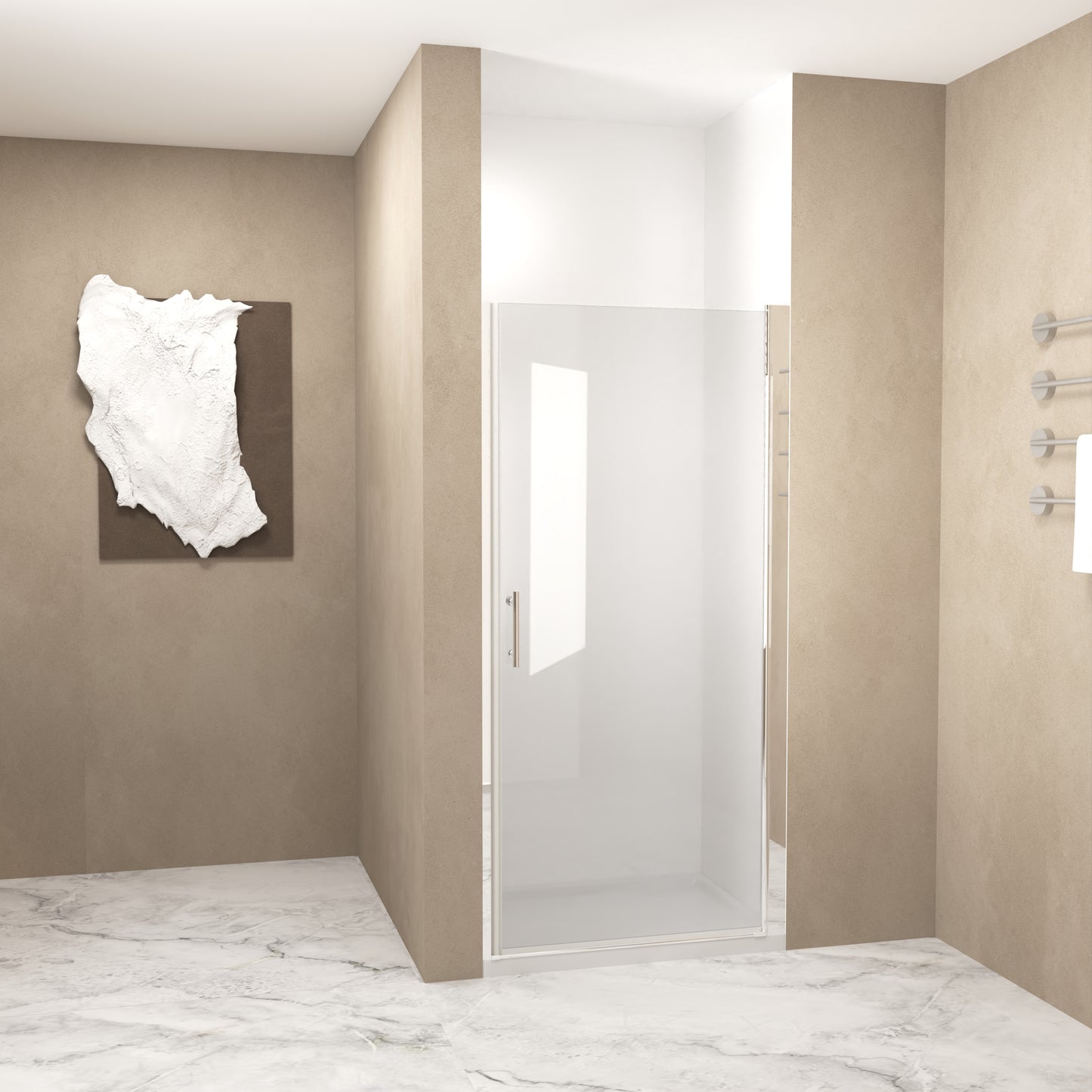 72" H Pivot Shower Door With 1/4" Clear Tempered Glass