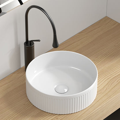 Art Ceramic Wash Basin , White Porcelain Vessel Sink