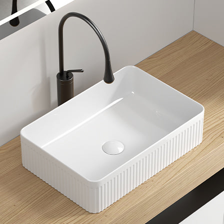 19" Ceramic Modern Bathroom Vanity Sink Rectangle