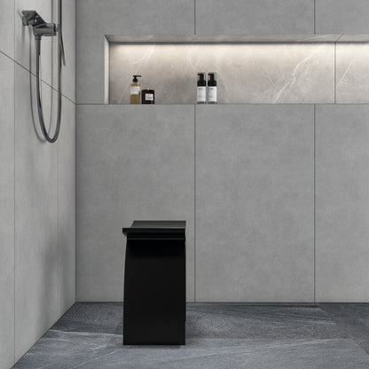 compact bathroom stool side view and dimensions