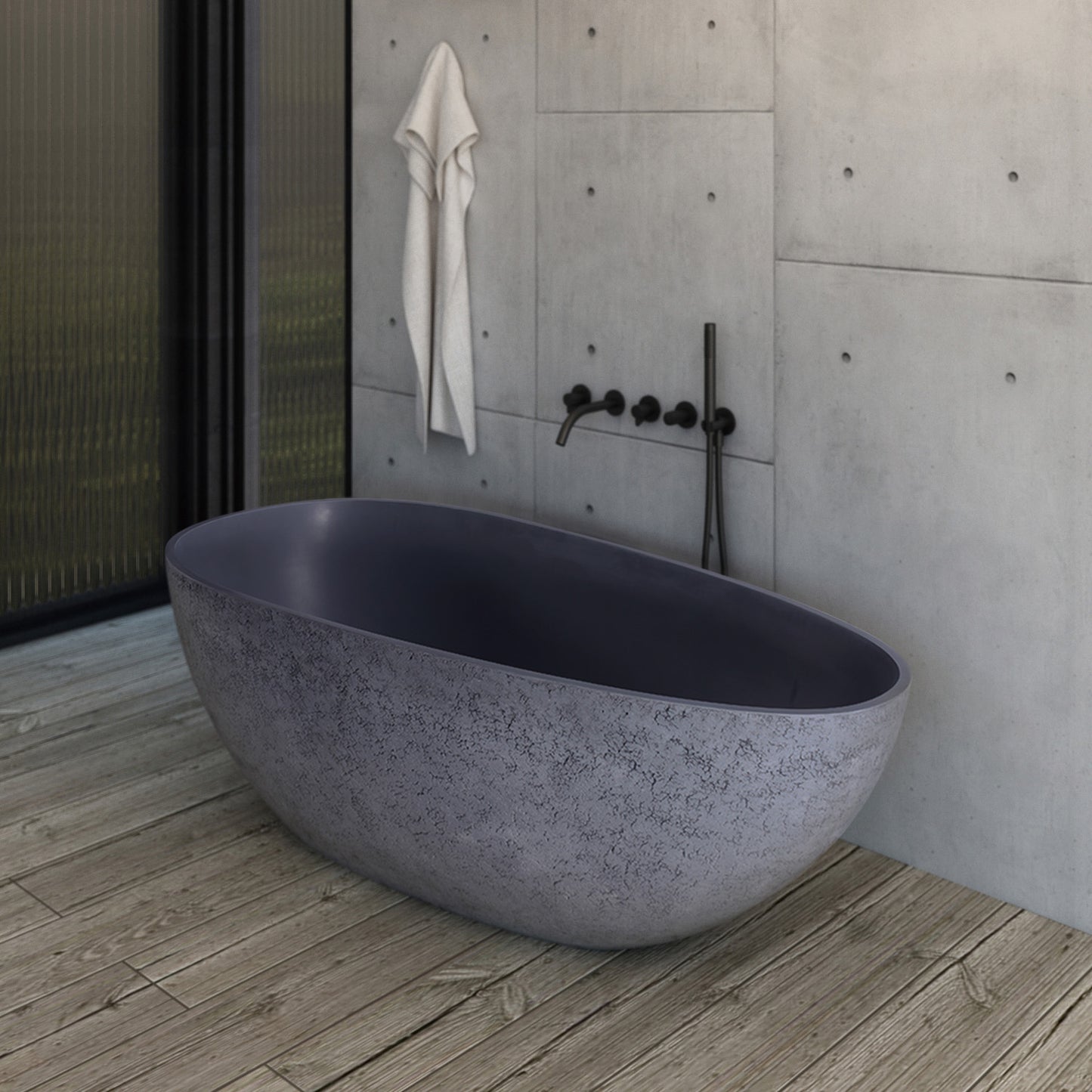 65” Freestanding Solid Surface Soaking Bathtub for Bathroom