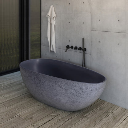 65” Freestanding Solid Surface Soaking Bathtub for Bathroom