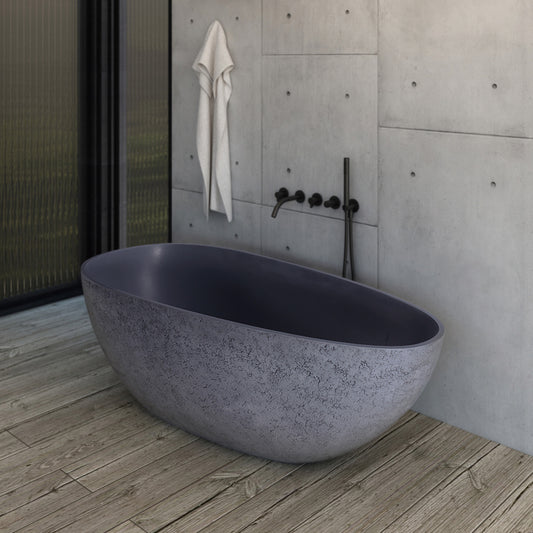 65” Freestanding Solid Surface Soaking Bathtub for Bathroom
