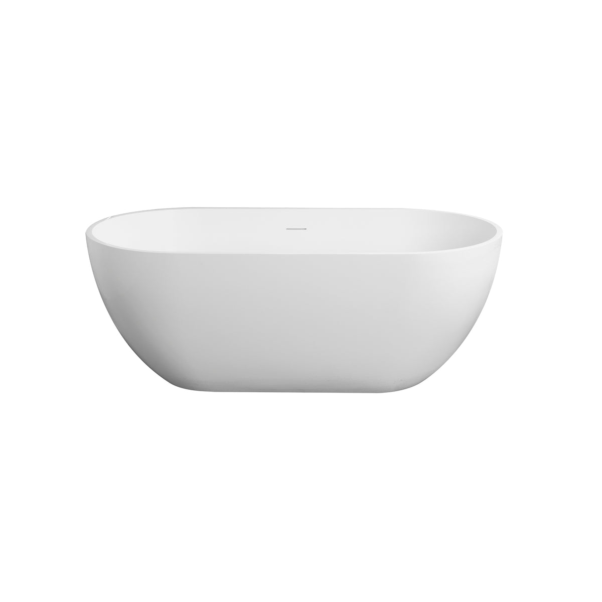 59" Solid Surface Freestanding Soaking Bathtub, Matte White — view 7