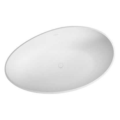 63" Freestanding Solid Surface Soaking Bathtub for Bathroom