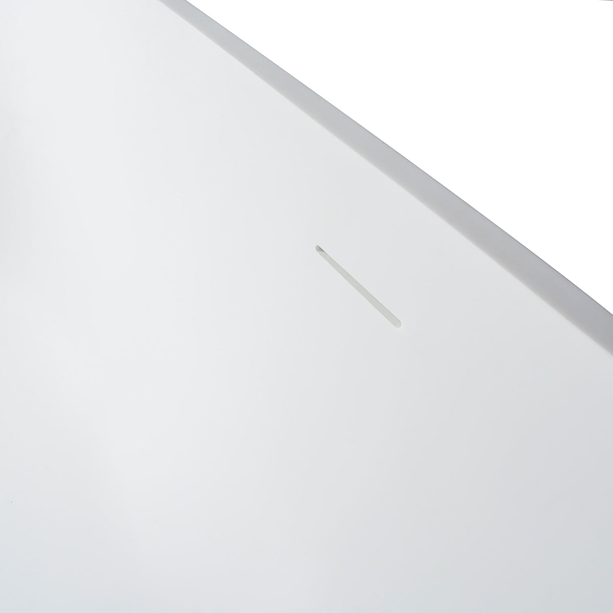 59" Solid Surface Freestanding Soaking Bathtub, Matte White — view 6