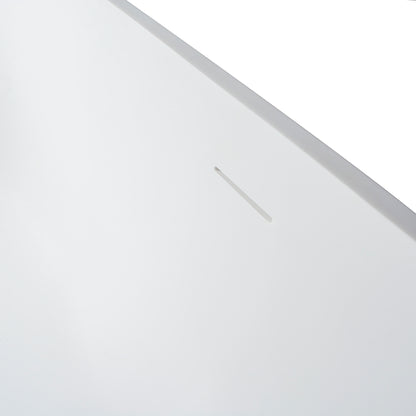 59" Solid Surface Freestanding Soaking Bathtub, Matte White — view 6