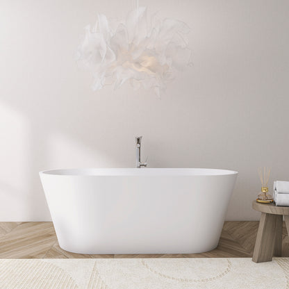 63” Freestanding Solid Surface Soaking Bathtub For Bathroom