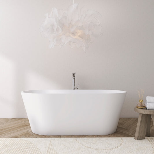63” Freestanding Solid Surface Soaking Bathtub For Bathroom
