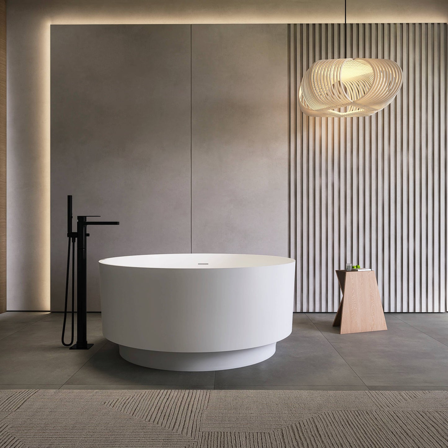 49” round shape freestanding solid surface soaking bathtub for bathroom