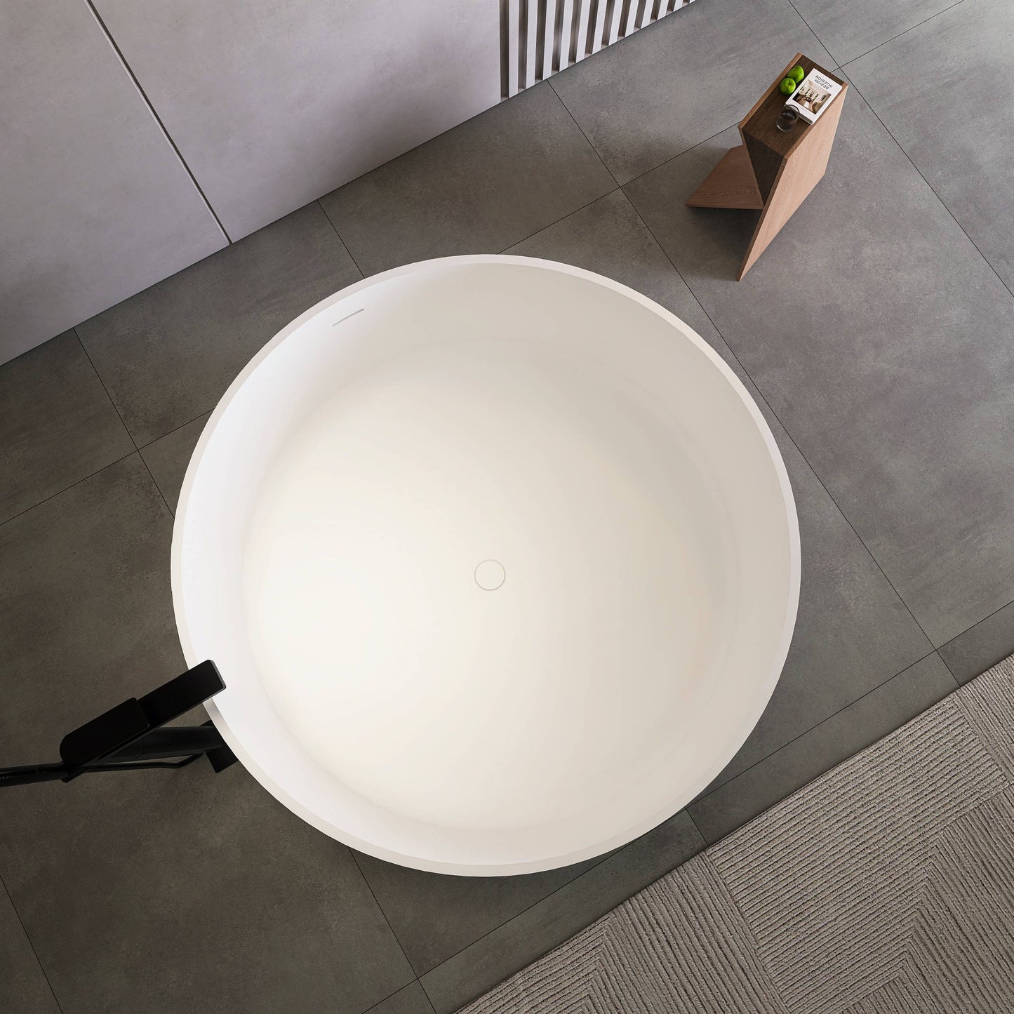 49” round shape freestanding solid surface soaking bathtub for bathroom