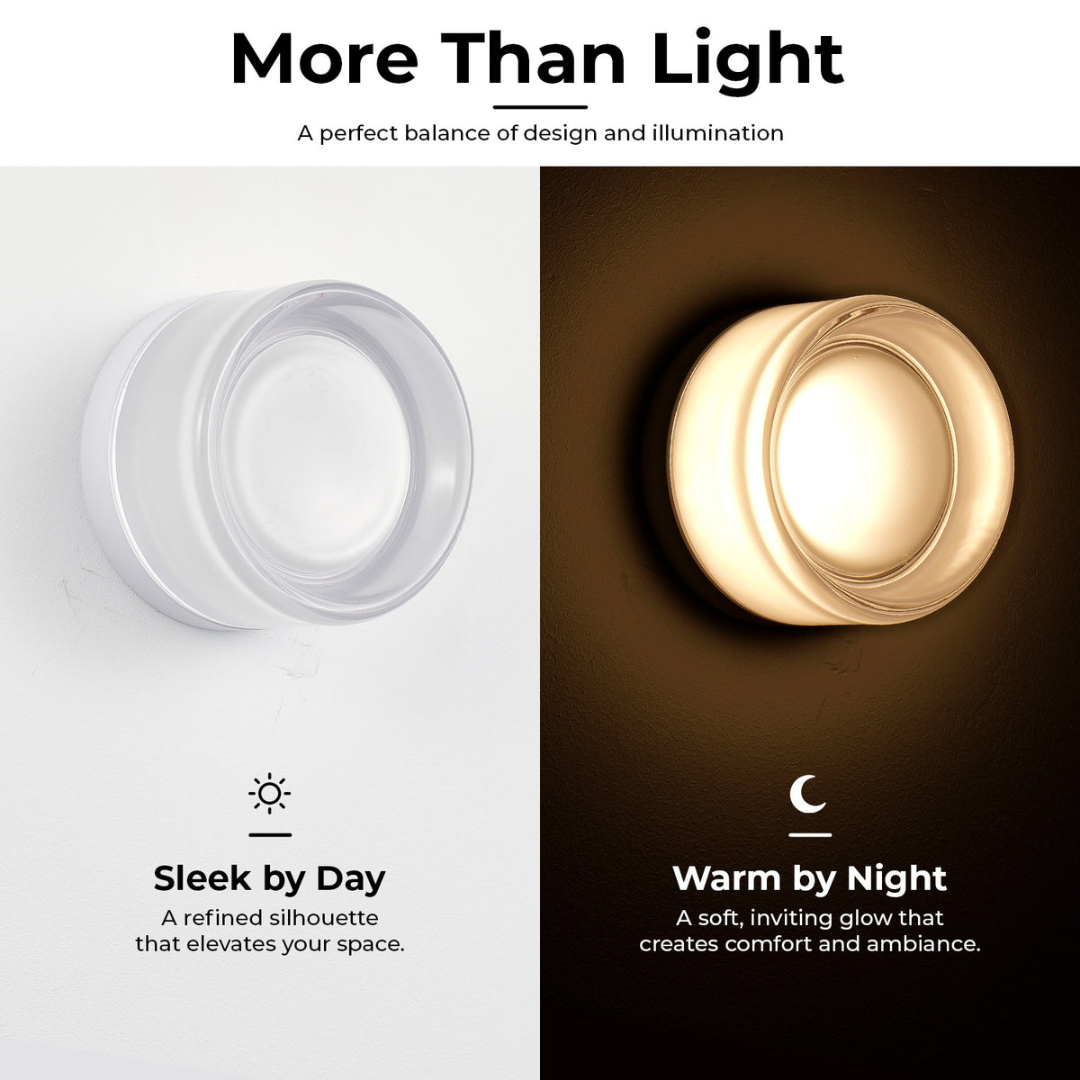 Modern White Round Glass LED Wall Sconce, 8W Warm White Wall Light for Living Room, Bedroom, Hallway & Bathroom