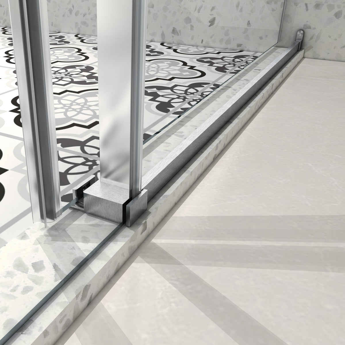 76"H Frameless One Fixed and One Shifted Shower Door , 5/16" (8mm) SGCC Glass