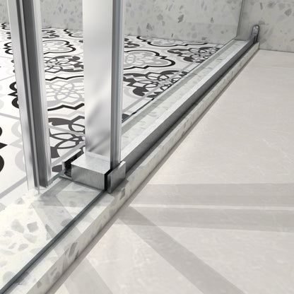 76"H Frameless One Fixed and One Shifted Shower Door , 5/16" (8mm) SGCC Glass