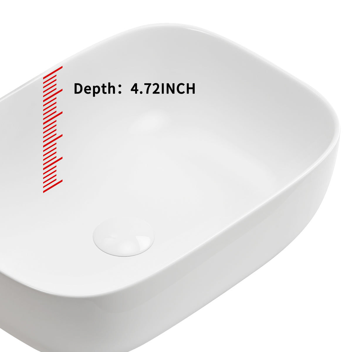 Modern Rectangular Glossy White Ceramic Vessel Sink