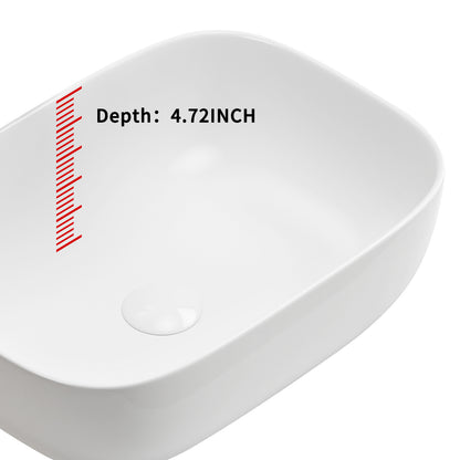 Modern Rectangular Glossy White Ceramic Vessel Sink