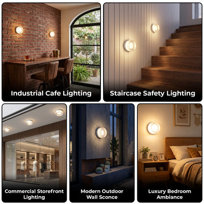 Modern White Round Glass LED Wall Sconce, 8W Warm White Wall Light for Living Room, Bedroom, Hallway & Bathroom