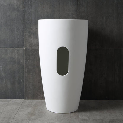 Solid Surface Circular Pedestal Bathroom Sink