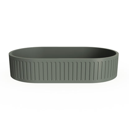 23.6'' Concrete Vessel Oval Modern Dark Green Bathroom Sink