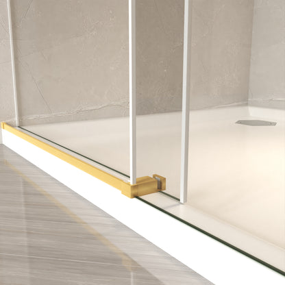 frameless sliding shower door in a 56 to 60 inch opening