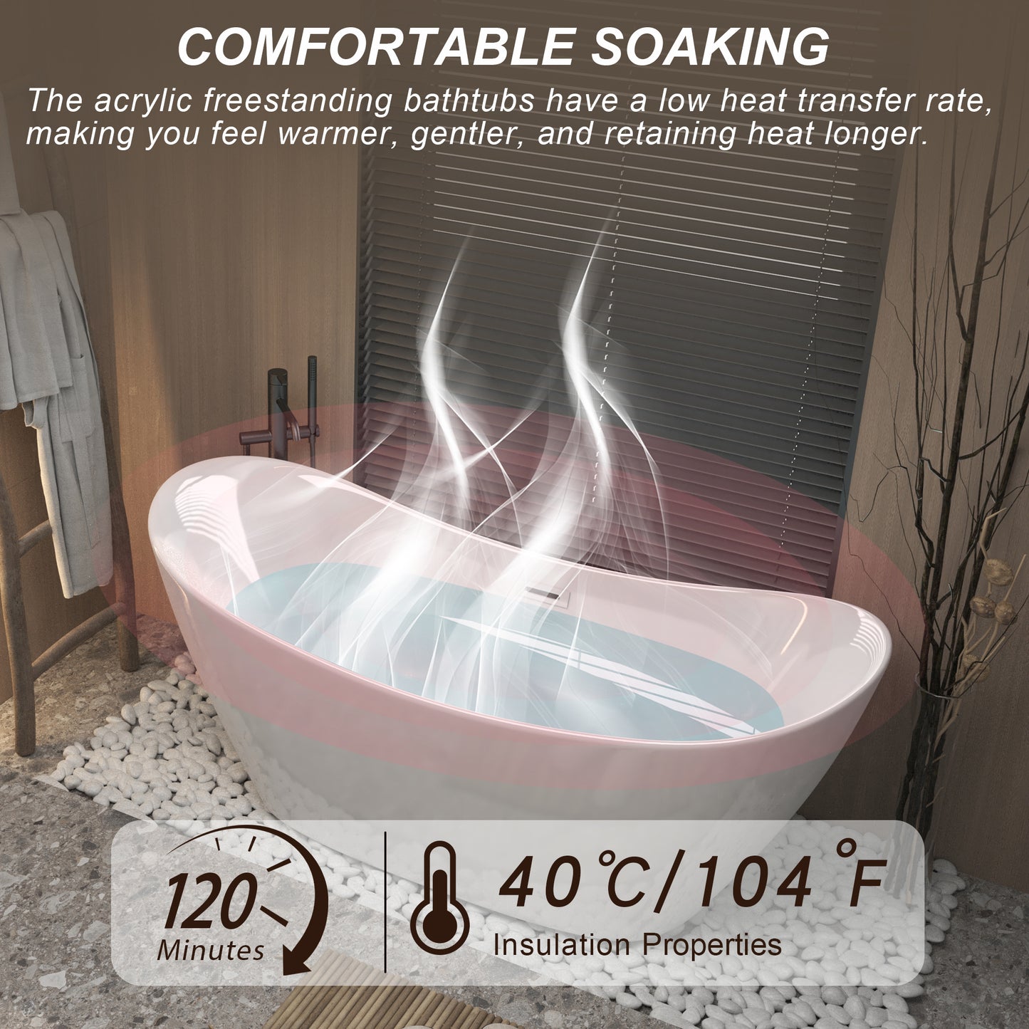 67 "Acrylic  Double-Slipper Freestanding Tub