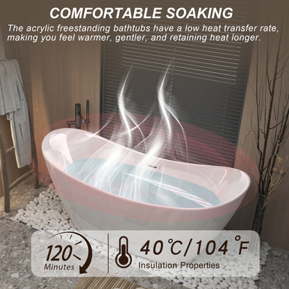 67 "Acrylic  Double-Slipper Freestanding Tub