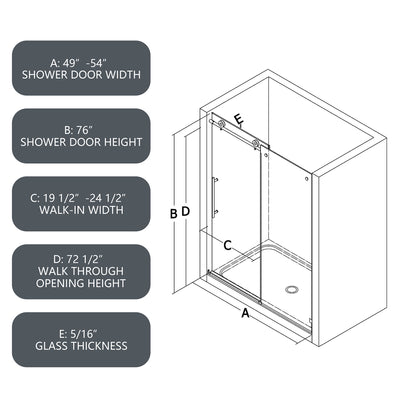 76"H Frameless One Fixed and One Shifted Shower Door , 5/16" (8mm) SGCC Glass
