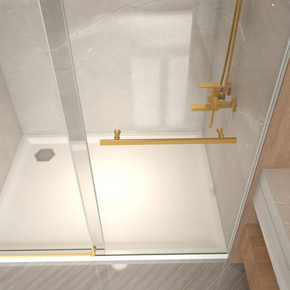 SGCC clear tempered glass shower door panel detail