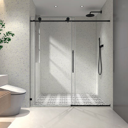 76"H Frameless One Fixed and One Shifted Shower Door , 5/16" (8mm) SGCC Glass