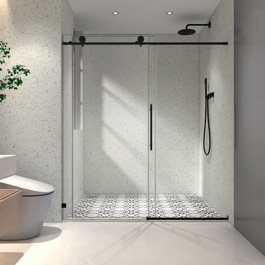 76"H Frameless One Fixed and One Shifted Shower Door , 5/16" (8mm) SGCC Glass