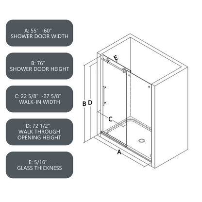 76"H Frameless One Fixed and One Shifted Shower Door , 5/16" (8mm) SGCC Glass