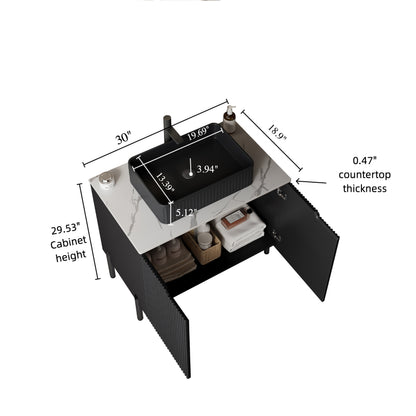 30" Bathroom Vanity with Black Ceramic Basin
