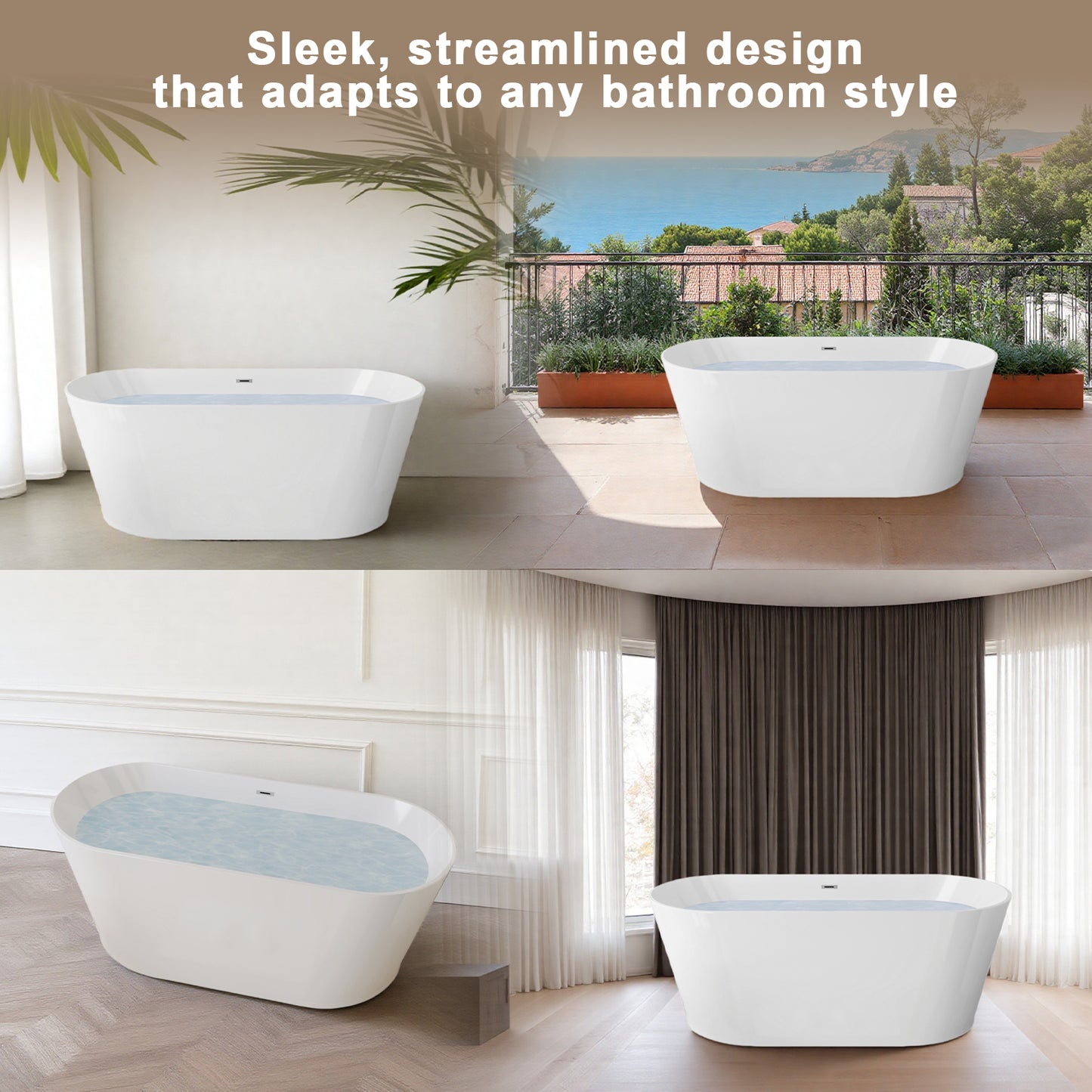 59"-67" Acrylic Freestanding Tub