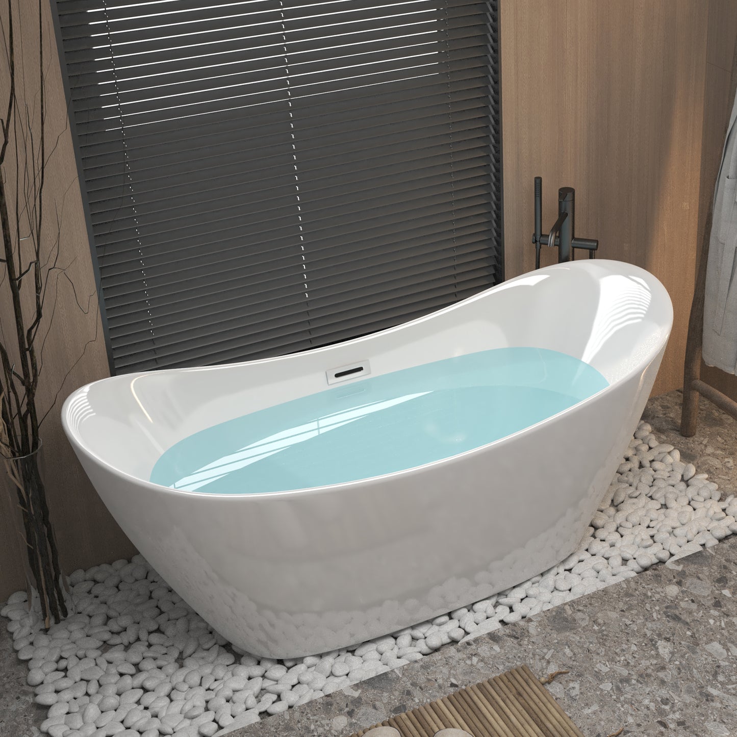 67 "Acrylic  Double-Slipper Freestanding Tub