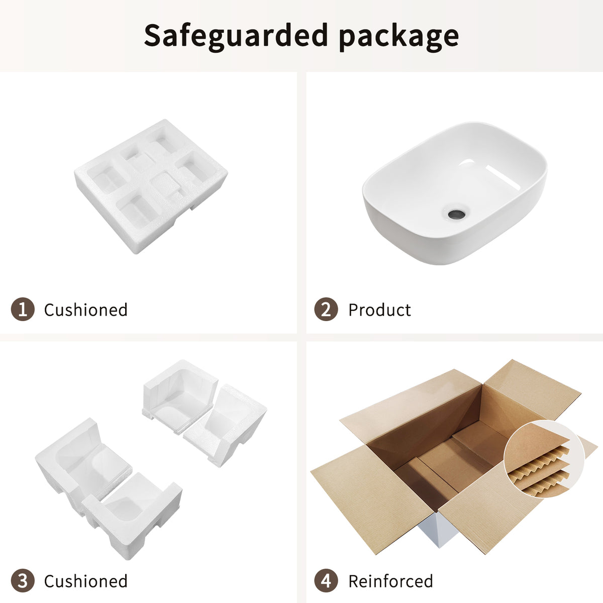 Modern Rectangular Glossy White Ceramic Vessel Sink