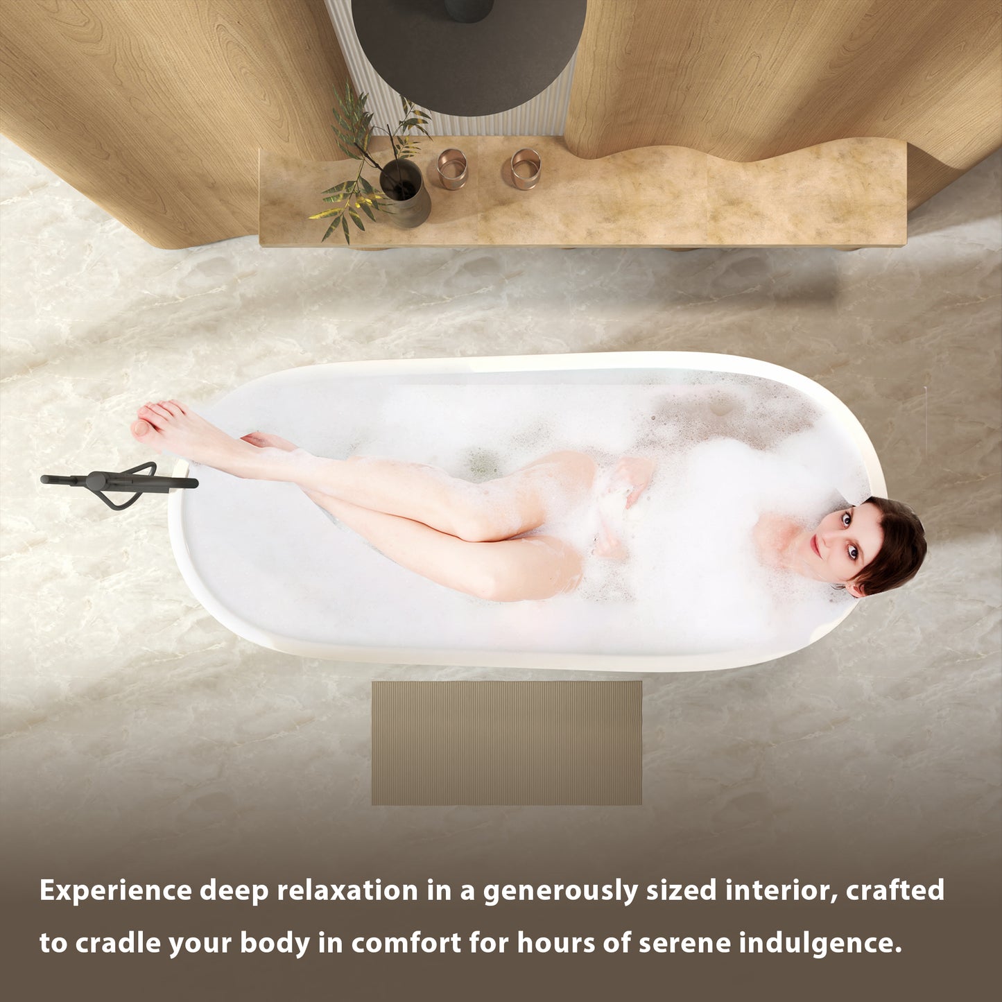 59" Freestanding Slipper Bathtub