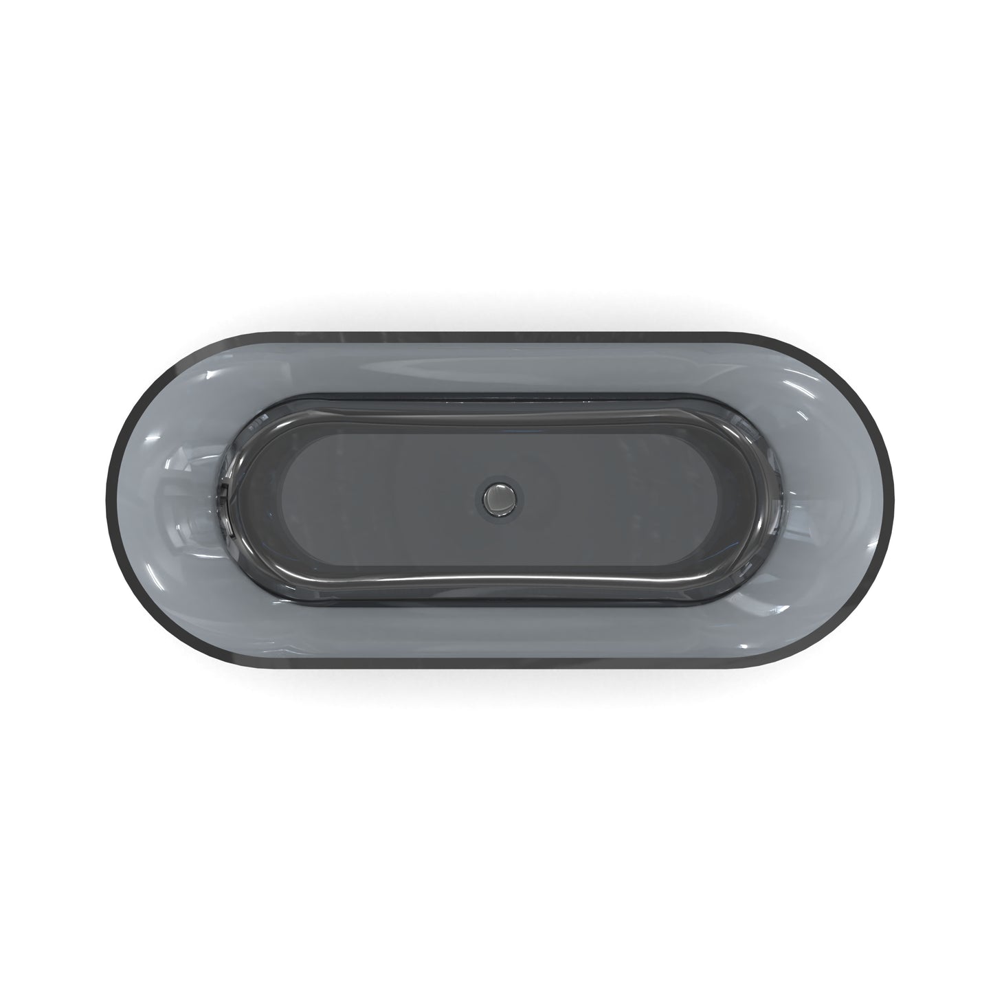 68.9” Translucent Grey Blue Oval Freestanding Soaking Bathtub for Bathroom