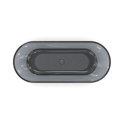 68.9” Translucent Grey Blue Oval Freestanding Soaking Bathtub for Bathroom