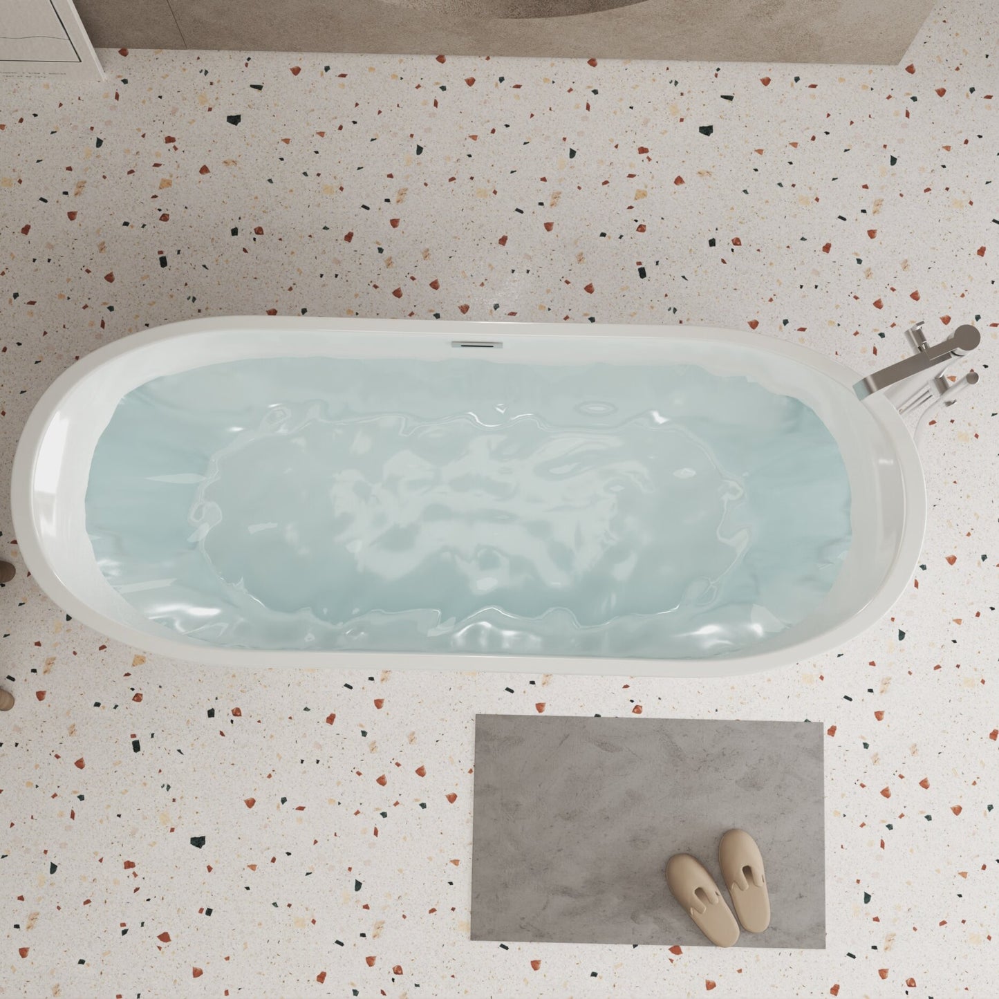 59" Acrylic Freestanding Bathtub with Unique Diamond Pattern Design