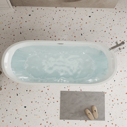 59" Acrylic Freestanding Bathtub with Unique Diamond Pattern Design