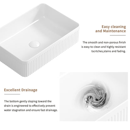 19" Ceramic Modern Bathroom Vanity Sink Rectangle