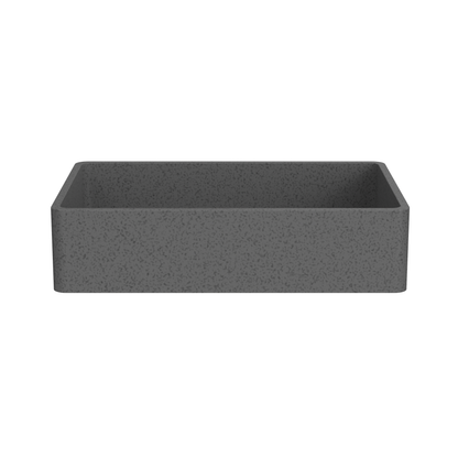 19.68'' Concrete Vessel Rectangular Modern Dark Gray with Patterns Bathroom Sink