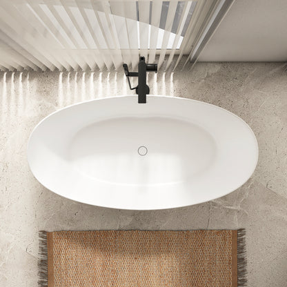 66.9“ Freestanding Solid Surface Soaking Bathtub for Bathroom