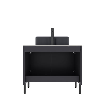 30" Bathroom Vanity with Black Ceramic Basin