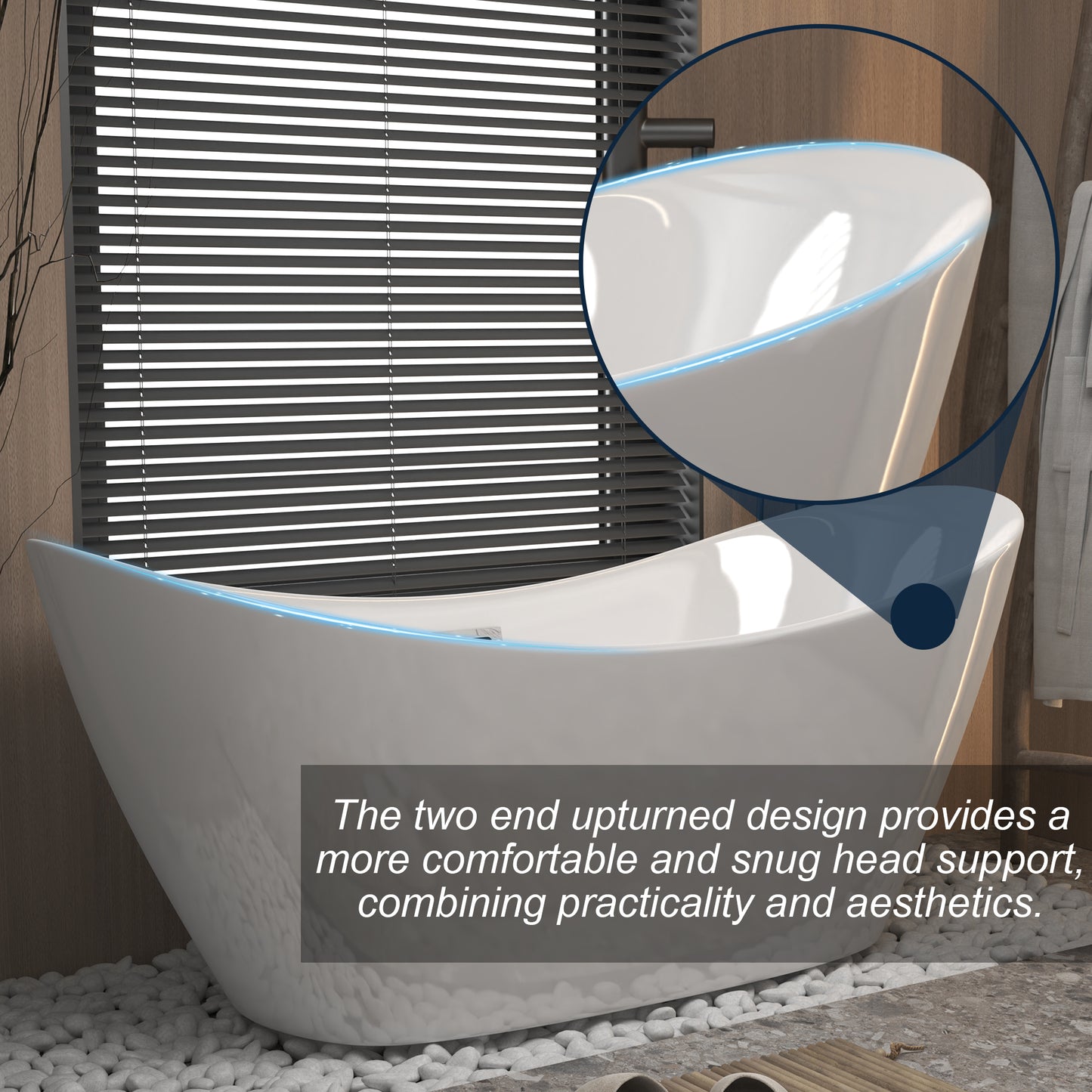 67 "Acrylic  Double-Slipper Freestanding Tub