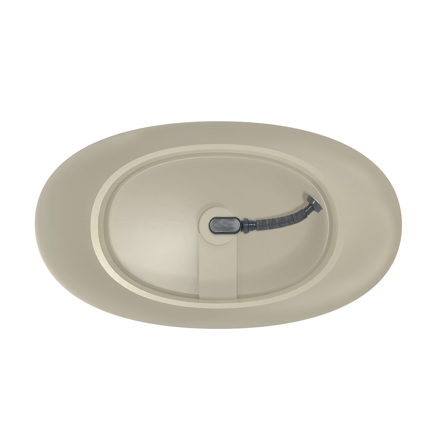 55-inch light beige solid surface oval freestanding soaking bathtub