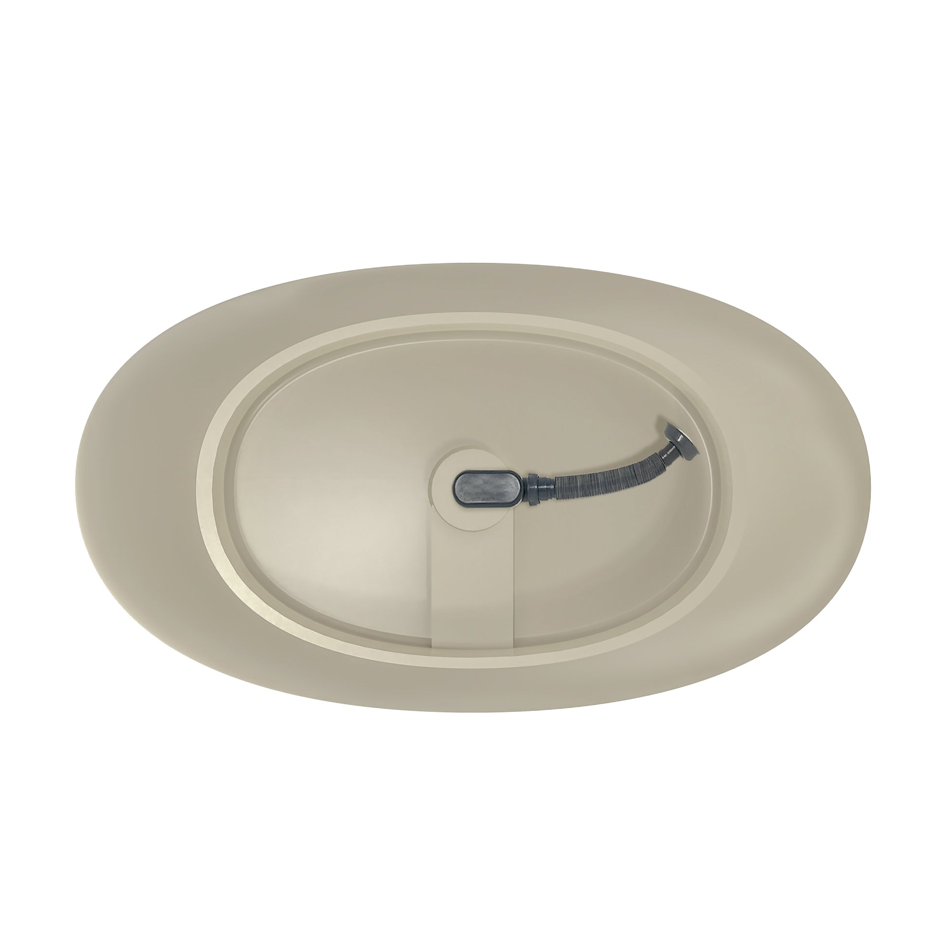 55-inch light beige solid surface oval freestanding soaking bathtub